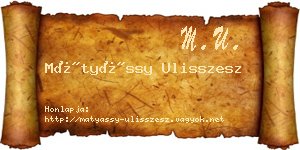 Mátyássy Ulisszesz névjegykártya